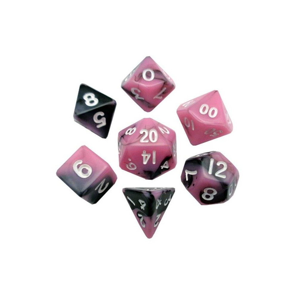 Photos - Other Toys Metallic Dice Games LIC473 10 mm Mini Dice, Set of 7 - Pink & Black with White Numbers