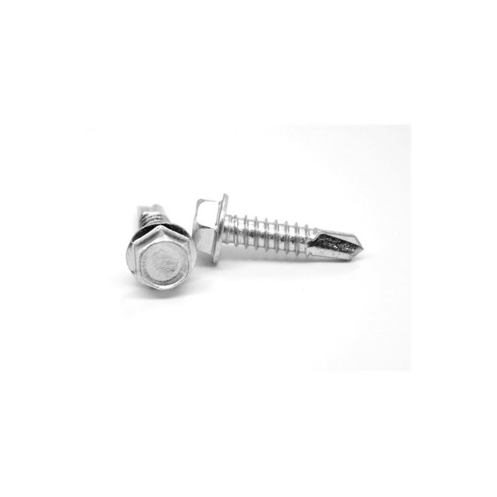 Asmc Industrial 0.25 In. -28 X 4 In. Usa Hex Washer Head Fine Thread Teks Heavy Duty Self Drilling Screw, Low Carbon Steel - Climacoat - 500 Piece 600920231173