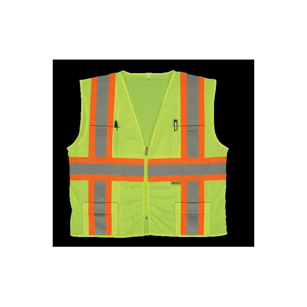 2W M7048C-2 L Class 2 Mesh Multi-Pocket Vest - Lime, Large-image-OPC-PQPCRC-NEW