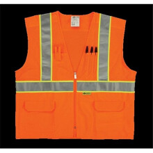 2W MS330C-2 L Class 2 Mesh And Solid, Ansi Vest - Orange, Large