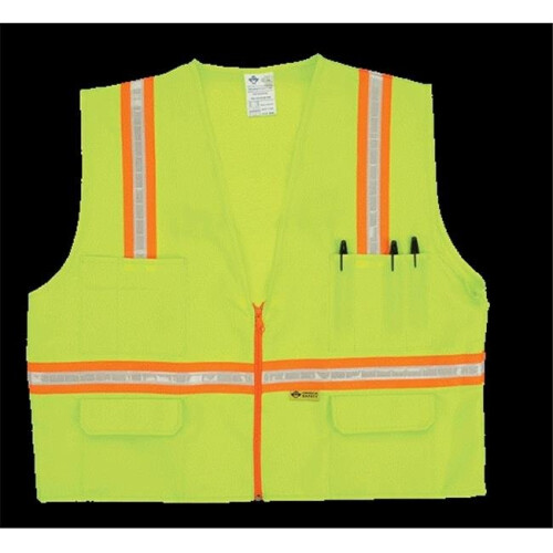 2W 8048-A M Multi-Pocket Surveyor Vest - Lime, Medium
