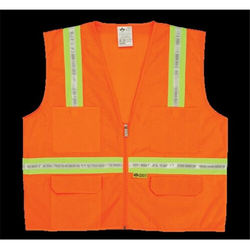 2W 8038-A M Multi-Pocket Surveyor Vest - Orange, Medium