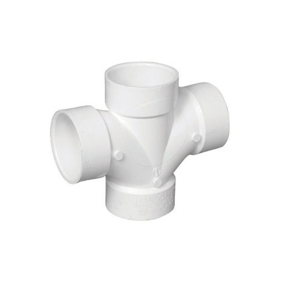 Charlotte Pipe & Foundry PVC004281200HA Double Sanitary PVC Tee, 4 in.