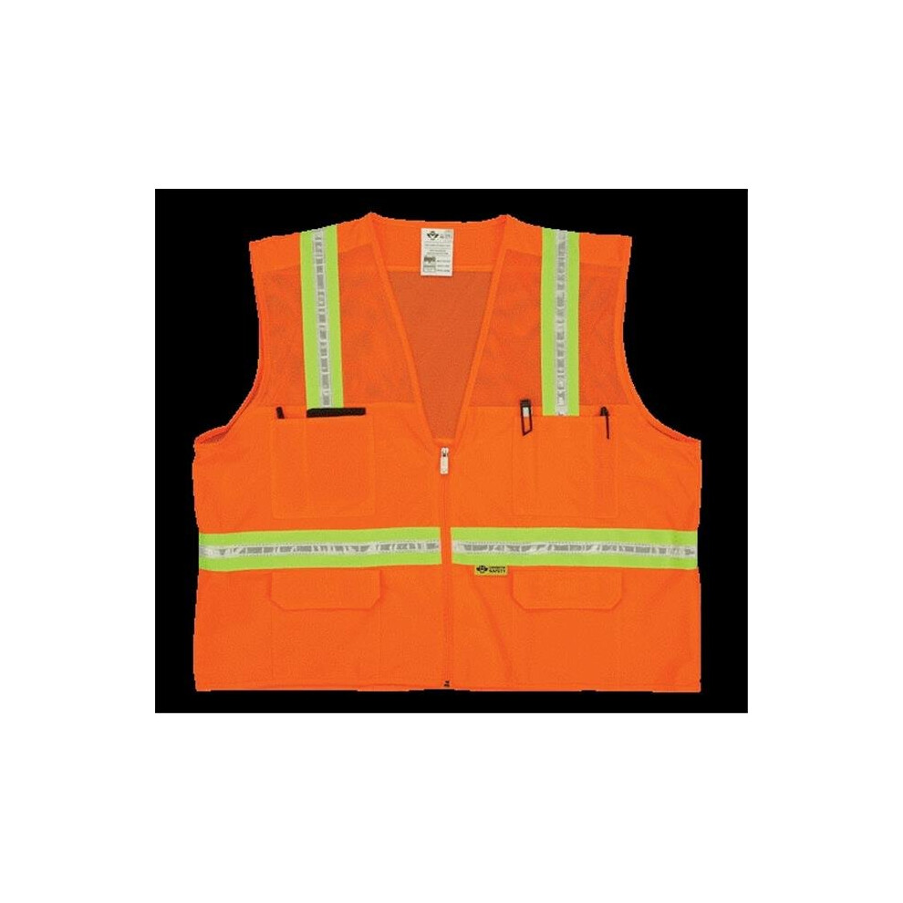 2W 8038-M XL Mesh Multi-Pocket Surveyor Vest - Orange, Extra Large-image-OPC-PQPRZ2-NEW
