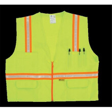 2W 8048-A 5XL Multi-Pocket Surveyor Vest - Lime, 5 Extra Large