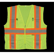 2W M7048C-2 M Class 2 Mesh Multi-Pocket Vest - Lime, Medium