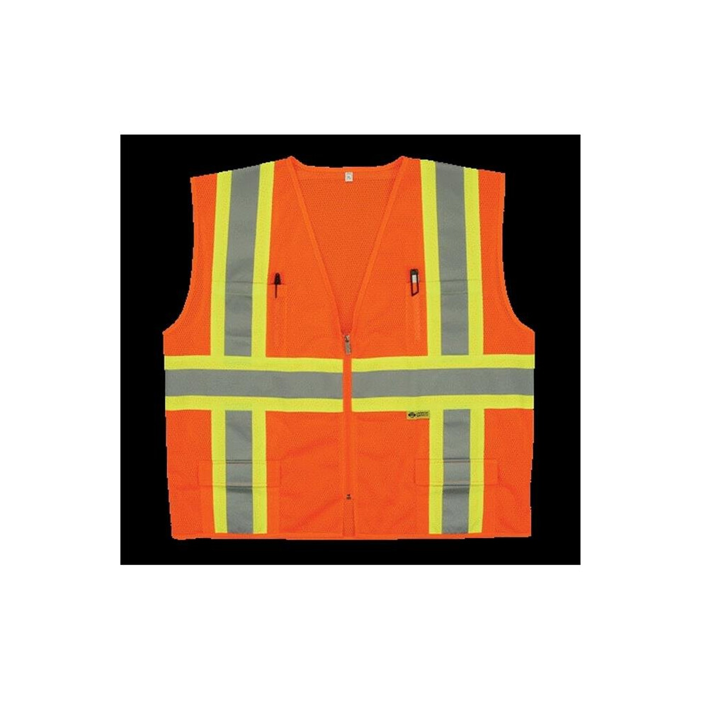 2W M7038C-2 L Class 2 Mesh Multi-Pocket Vest - Orange, Large-image-OPC-PQPVTD-NEW
