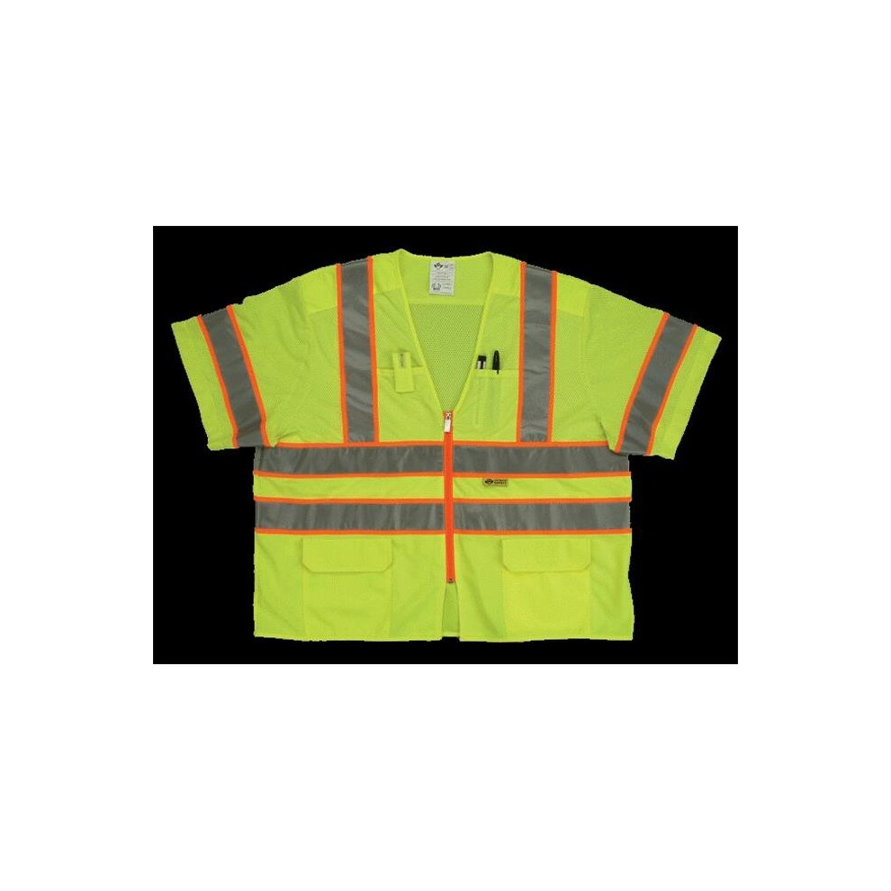 2W MS539C-3 XXL Class 3 Mesh And Solid, Ansi Vest - Lime, XX-Large-image-OPC-PQPXDZ-NEW
