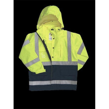 2W 736C-3 M 100 Percent Waterproof Class 3 Rain Parka - Lime & Blue, Medium