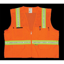 2W 8038-M 3XL Mesh Multi-Pocket Surveyor Vest - Orange, 3 Extra Large