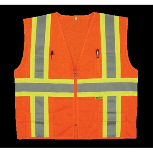 2W M7038C-2 M Class 2 Mesh Multi-Pocket Vest - Orange, Medium