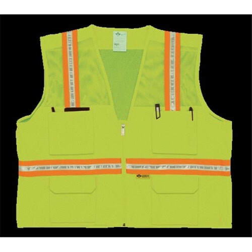 2W 8048-M M Multi-Pocket Surveyor Vest - Lime, Medium