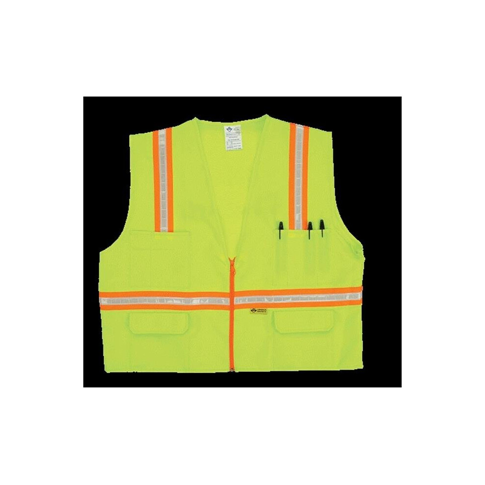 2W 8048-A 3XL Multi-Pocket Surveyor Vest - Lime, 3 Extra Large-image-OPC-PQQCWJ-NEW