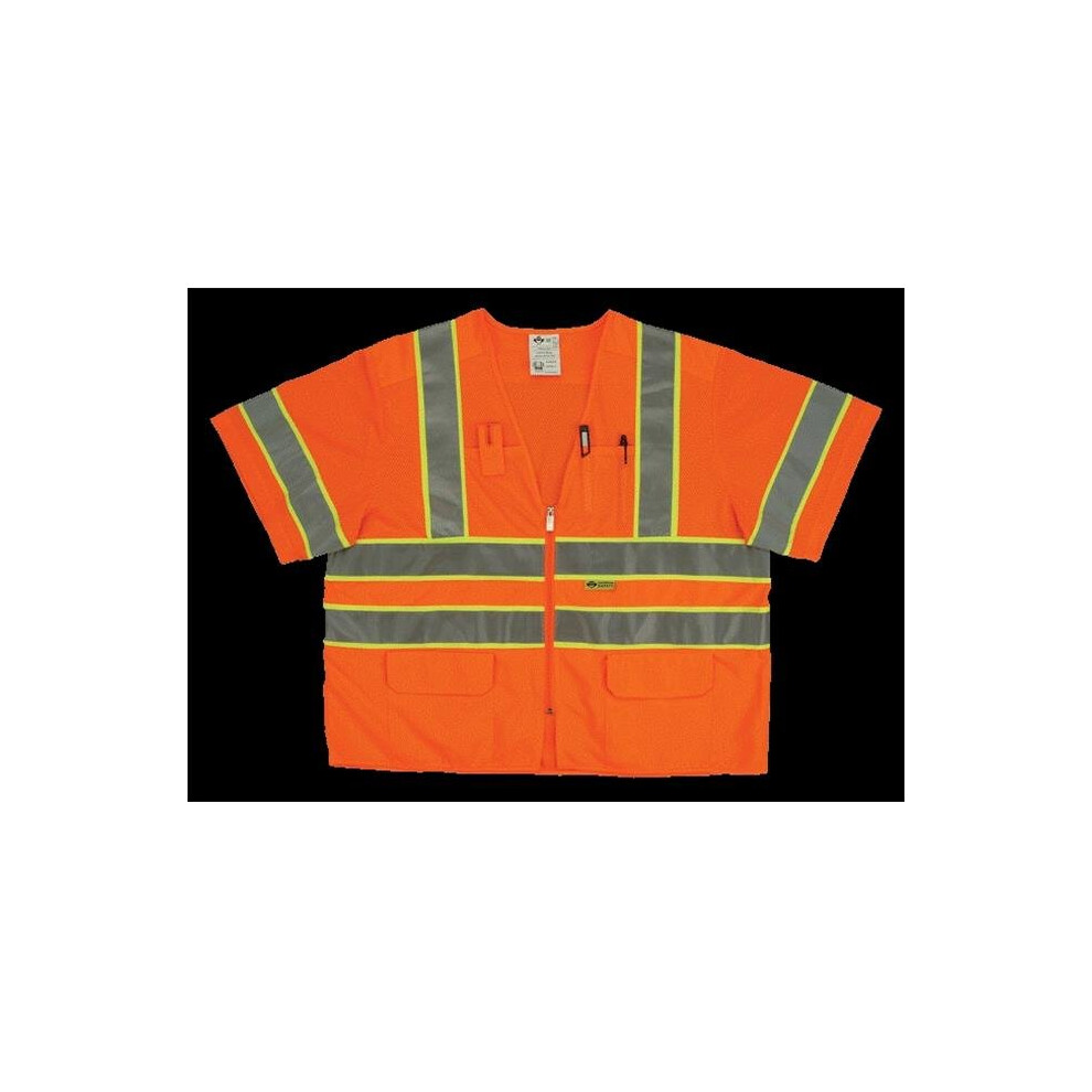 2W MS339C-3 3XL Class 3 Mesh And Solid, Ansi Vest - Orange, 3 Extra Large-image-OPC-PQQBPJ-NEW