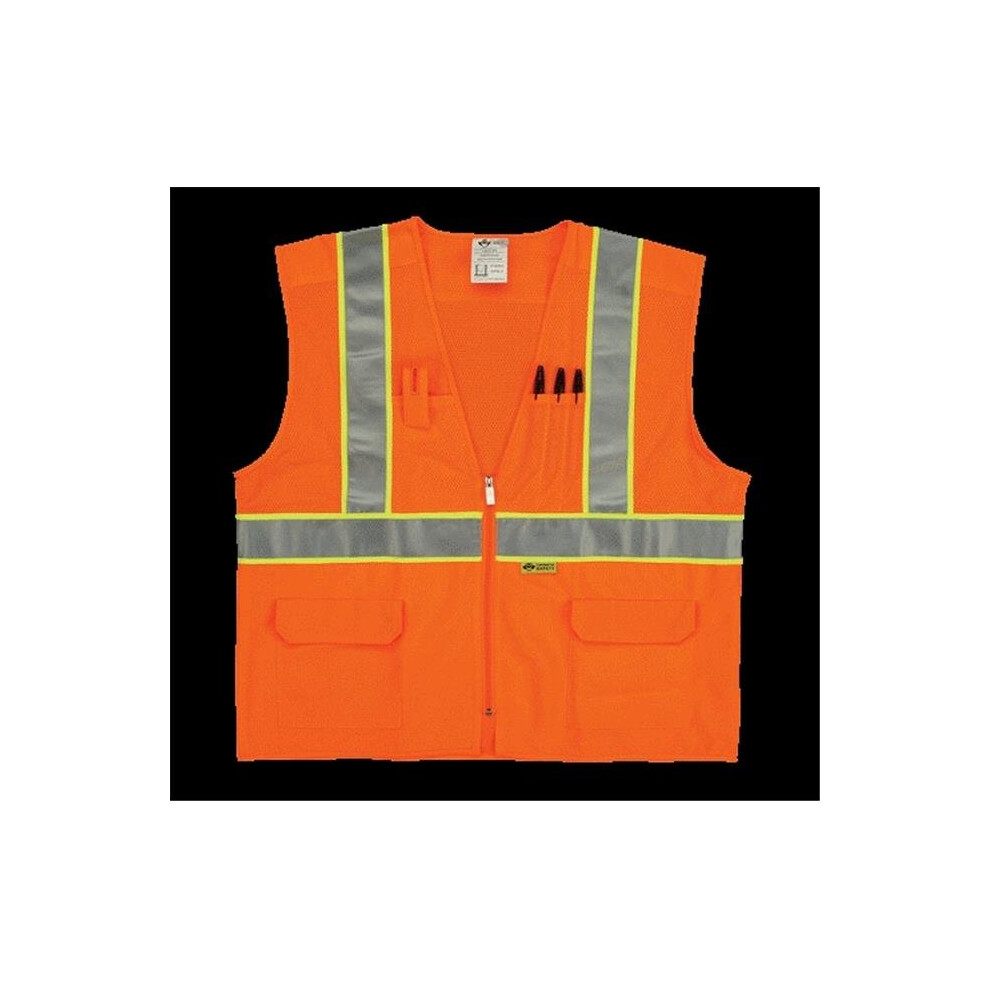 2W MS530C-2 3XL Class 2 Mesh And Solid, Ansi Vest - Orange, 3 Extra Large-image-OPC-PQQDTN-NEW