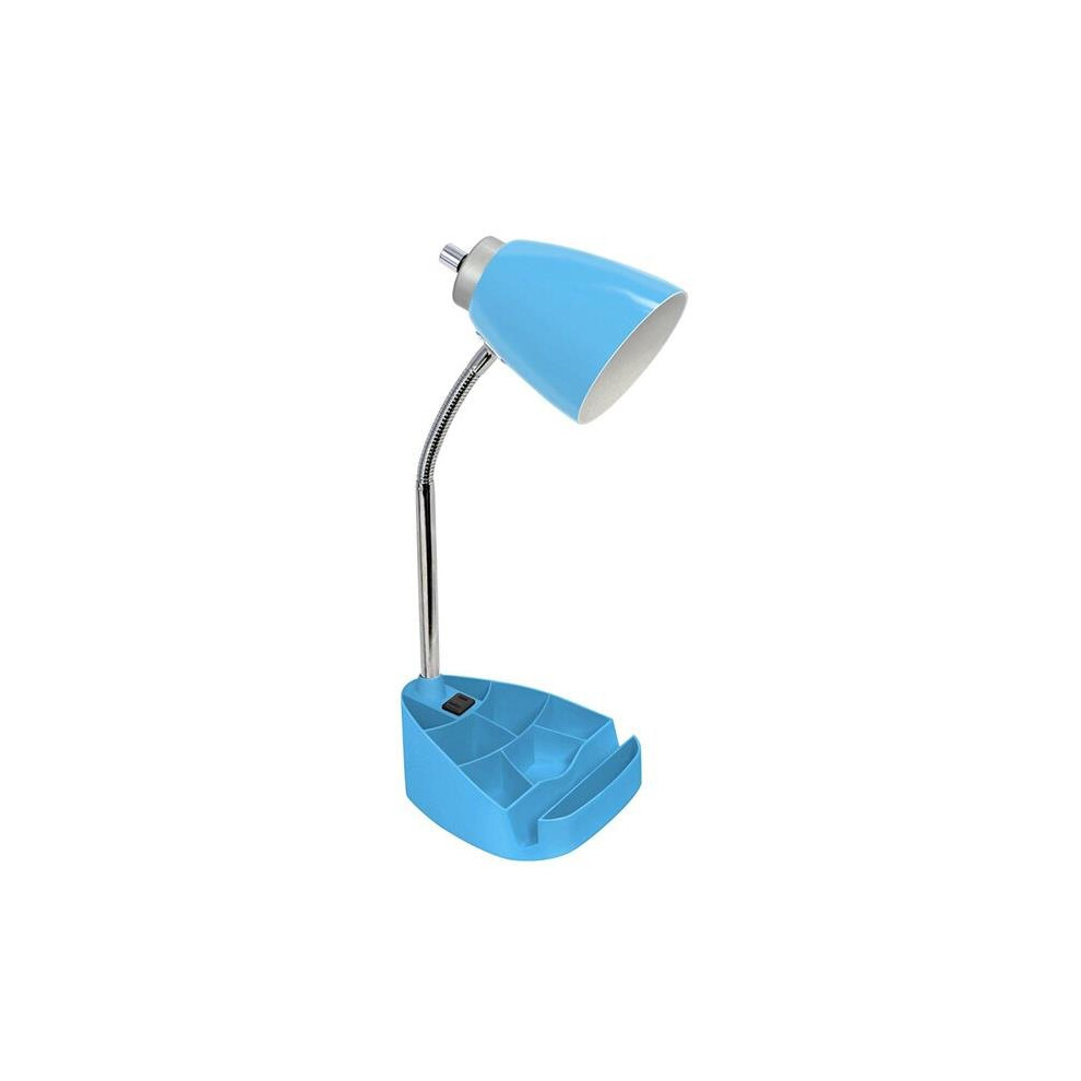 Photos - Other Furniture Limelights LD1057-BLU Gooseneck Organizer Desk Lamp with iPad Tablet Stand Book Holder & Charging Outlet, Blue