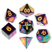 Metallic Dice Games LIC014 16 mm Flame Torched Rainbow Metal - Set of 7