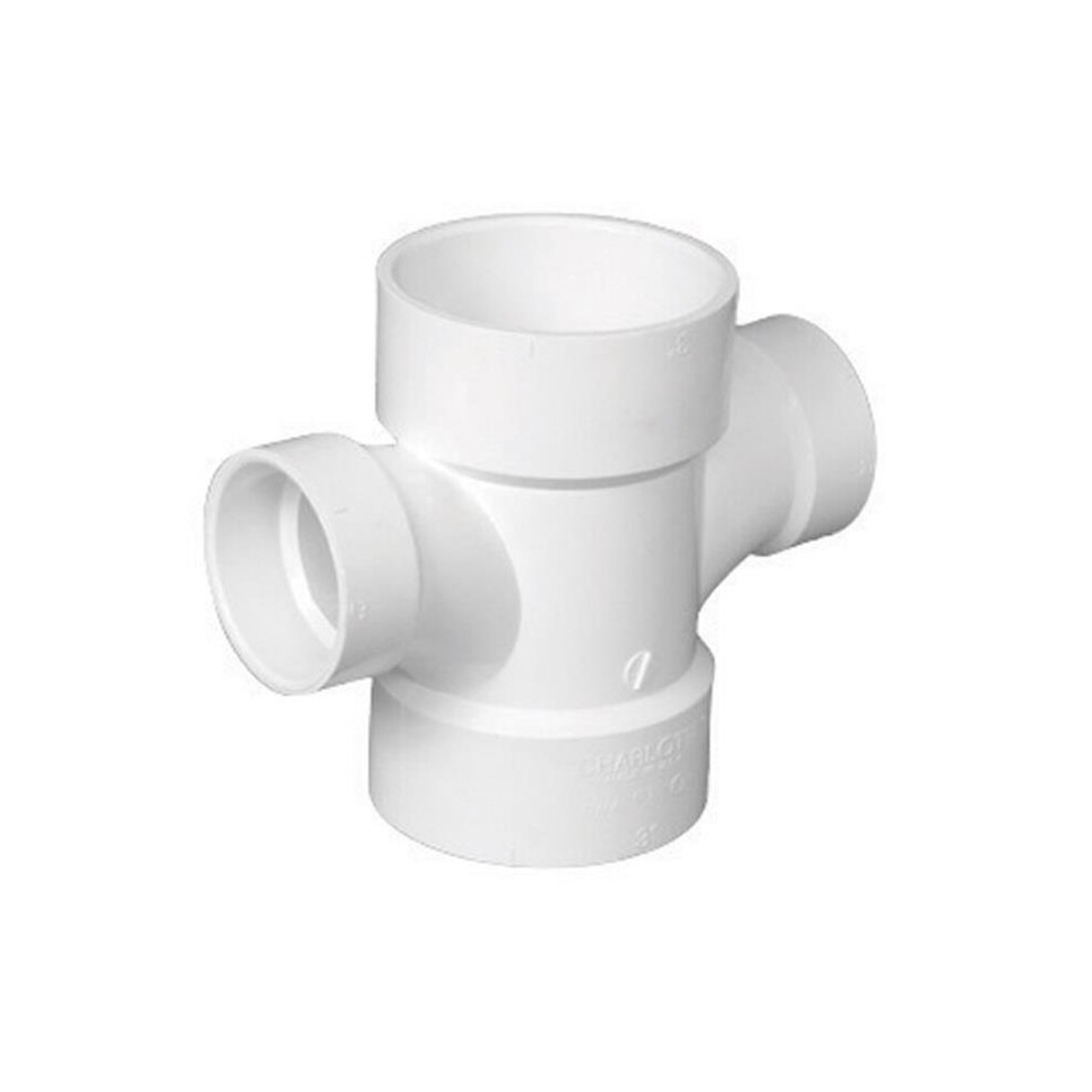 Charlotte Pipe & Foundry Pvc004291200ha Pvc -Dwv Double Sanitary Tee, 3 X 3 X 2 X 2 In. 611942035168