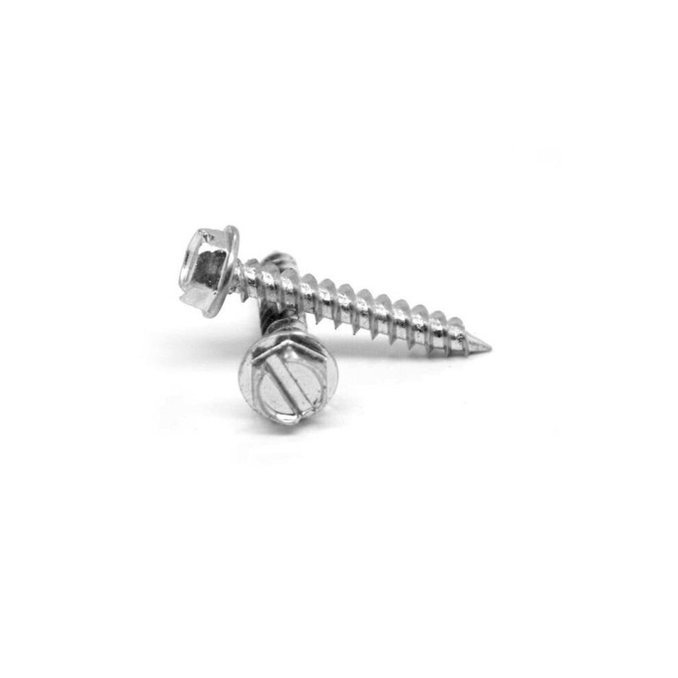 Asmc Industrial No.12-11 X 1.25 In. Slotted Hex Washer Head Type A Sheet Metal Screw, Low Carbon Steel - Zinc Plated - 1000 Piece 600920169605