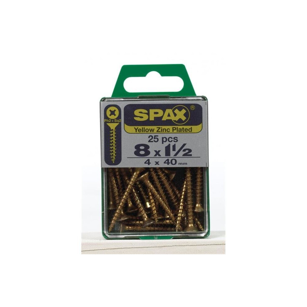 Spax 4101020400402 8 x 1.5 in. Multi-Material Yellow Flat Head Spax Screws  Box of 25 - pack of 5