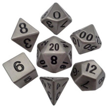 Metallic Dice Games LIC006 16 mm Antique Silver Metal Dice, Set of 7