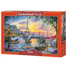 CASTORLAND Puzzle de 500 Piezas, Hora del Té en París, Colorido Torre Eiffel y Café