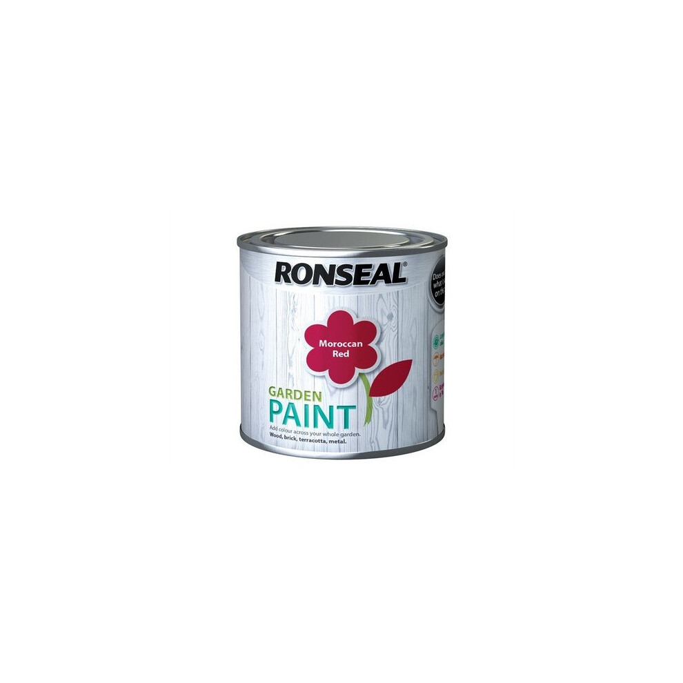 Ronseal Garden Paint Moroccan Red 250ml (RSLGPMR250) - Versatile, Water-Repellent Outdoor Coating for Wood, Metal, Terracotta, Brick and Stone