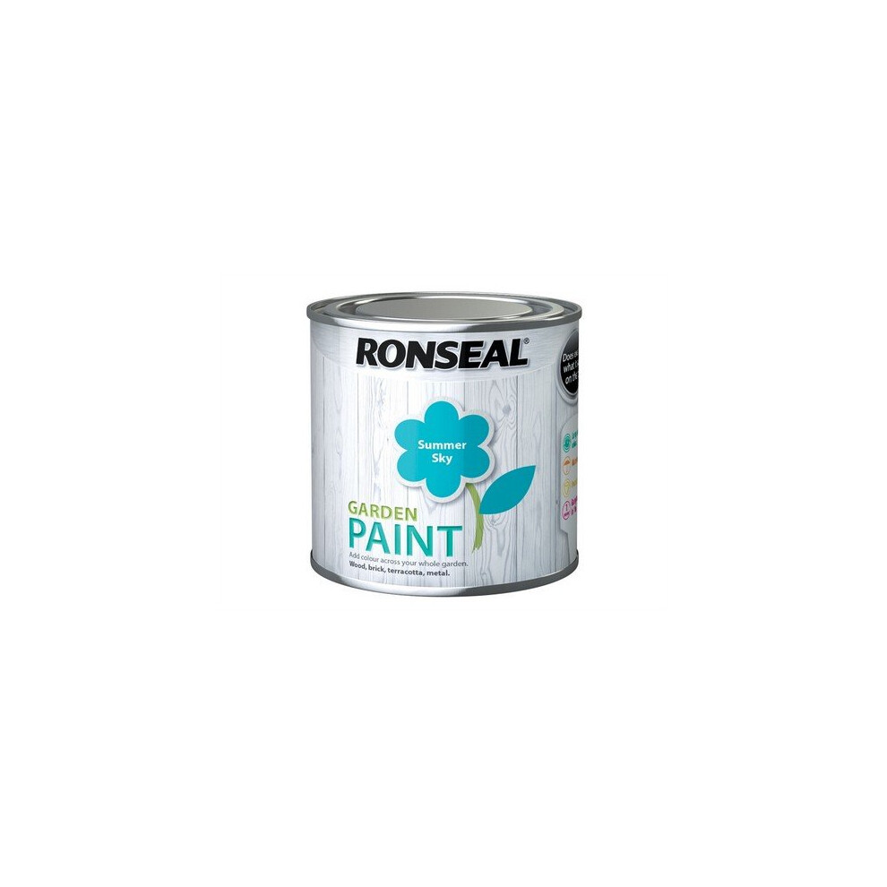 Ronseal Garden Paint Summer Sky 250ml - Weather-Resistant Blue for Fences, Sheds & Furniture - RSLGPSS250