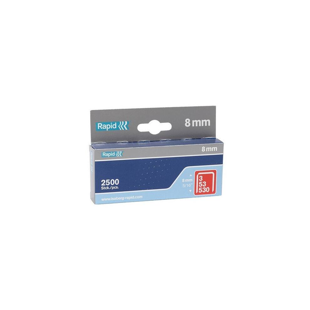 Rapid 11857025 53/8B 8mm Galvanised Staples Box of 2500