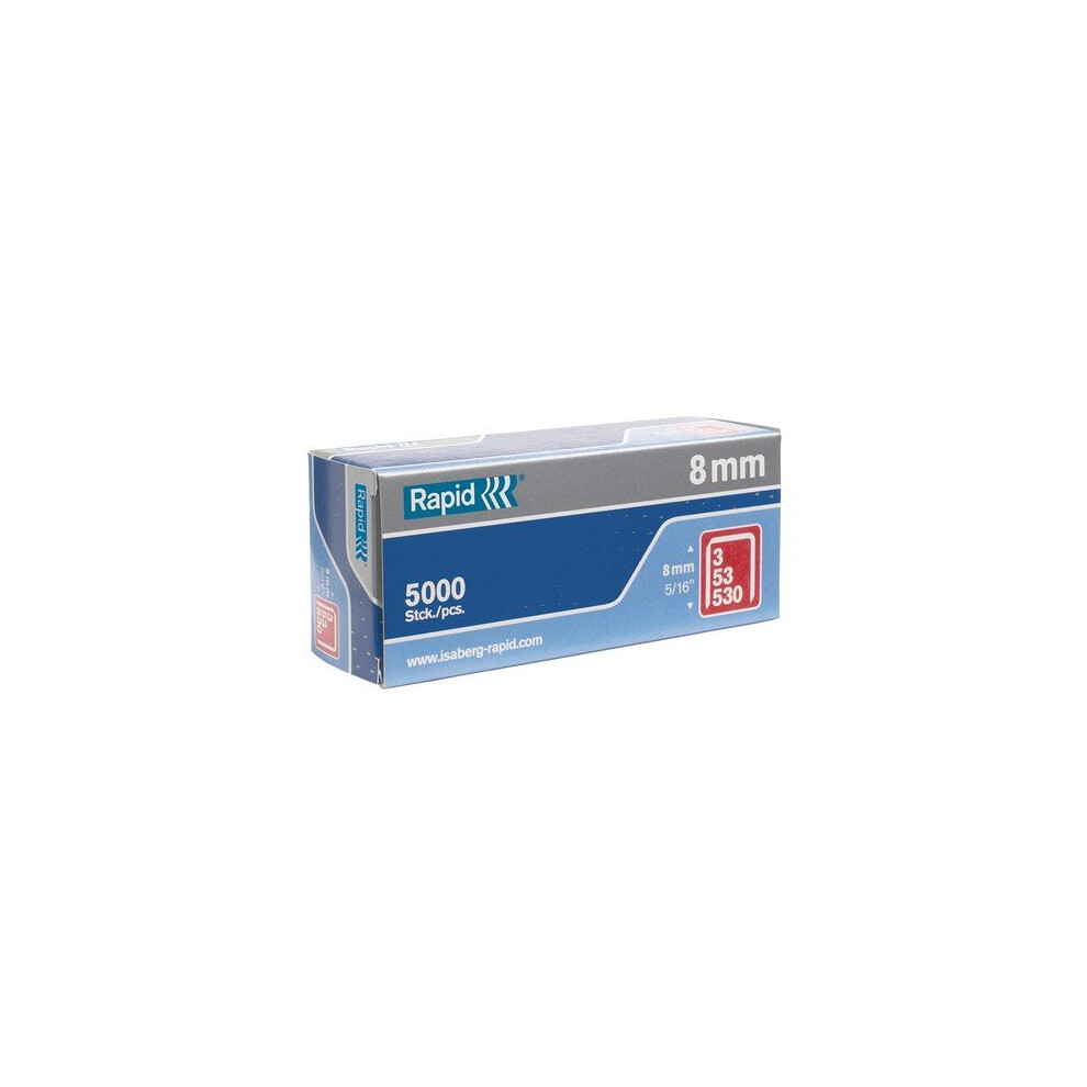 Rapid 11857050 53/8B 8mm Galvanised Staples Box of 5000