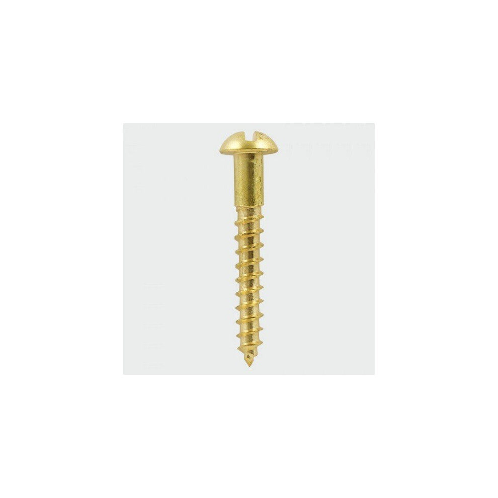 TIMco 00061RBS Brass Woodscrew Slotted Round 6 x 1" Box of 200