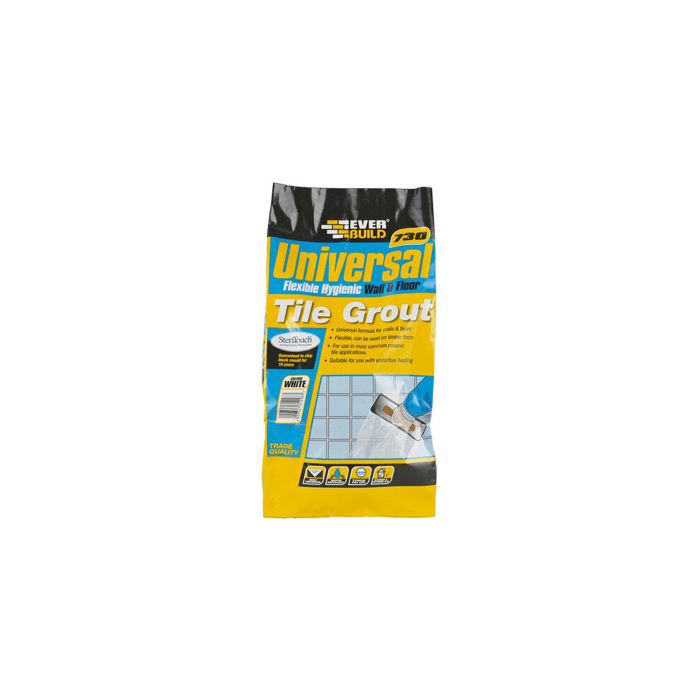 Everbuild 730 Universal Flexible Hygenic Wall And Floor Tile Grout Ivory 5kg