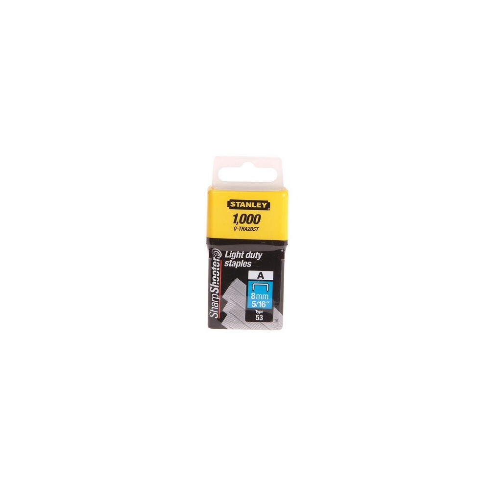 Stanley 0-TRA205T Light Duty Staples 8mm Pack of 1000