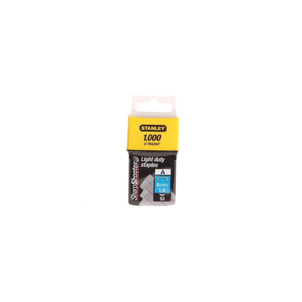 Stanley 0-TRA204T Light Duty Staples 6mm Pack of 1000