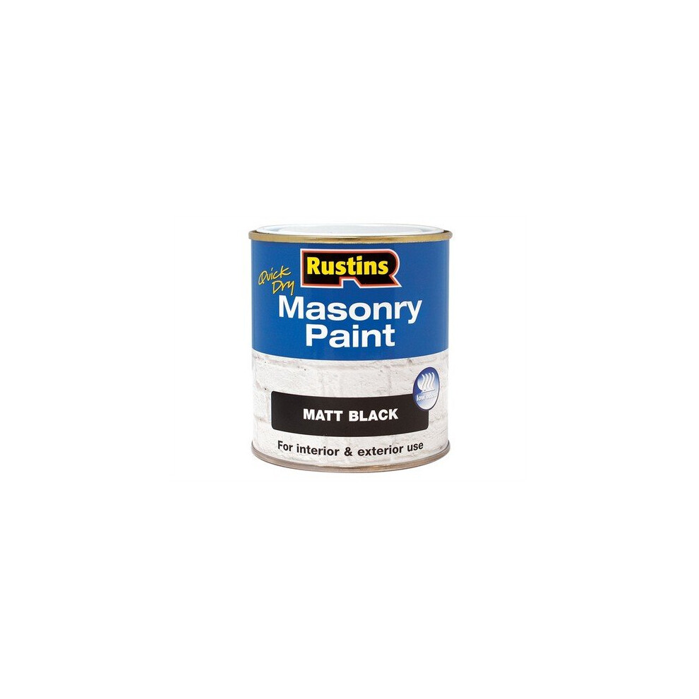 RUSMASPB500 Rustins Quick Dry Masonry Paint - Matt Black, 500ml, Exterior Masonry Finish