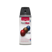 Plasti-Kote PKT22100 Twist & Spray Satin Black 400ml - Smooth Satin Finish, Easy Coverage