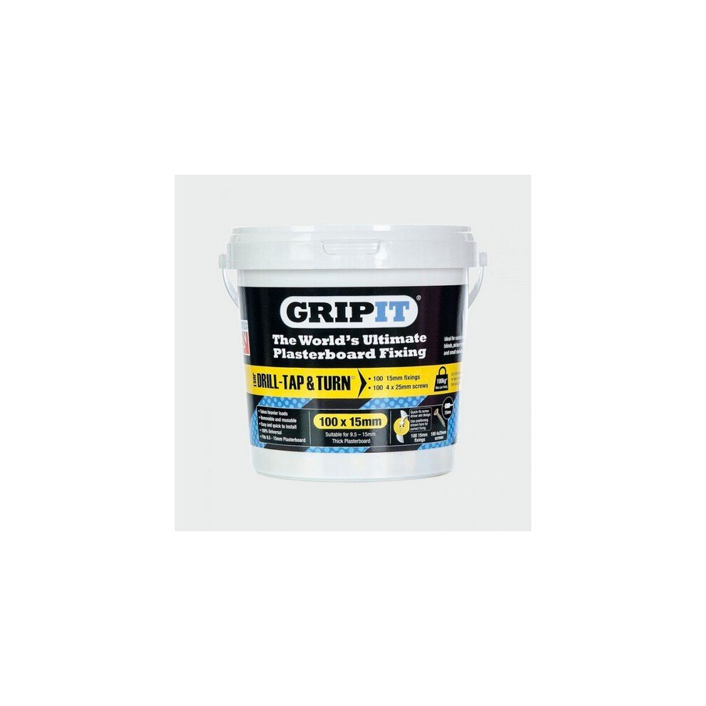 TIMco 152-25100 GripIt Plasterboard Yellow Tub 15mm Tub of 100