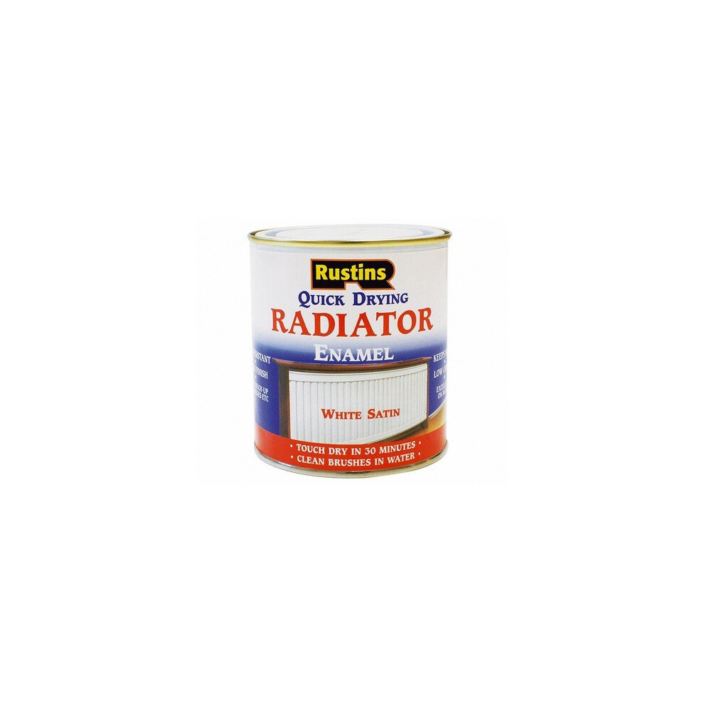 Rustins RADS500 Quick Dry Radiator Enamel Paint Satin White 500ml