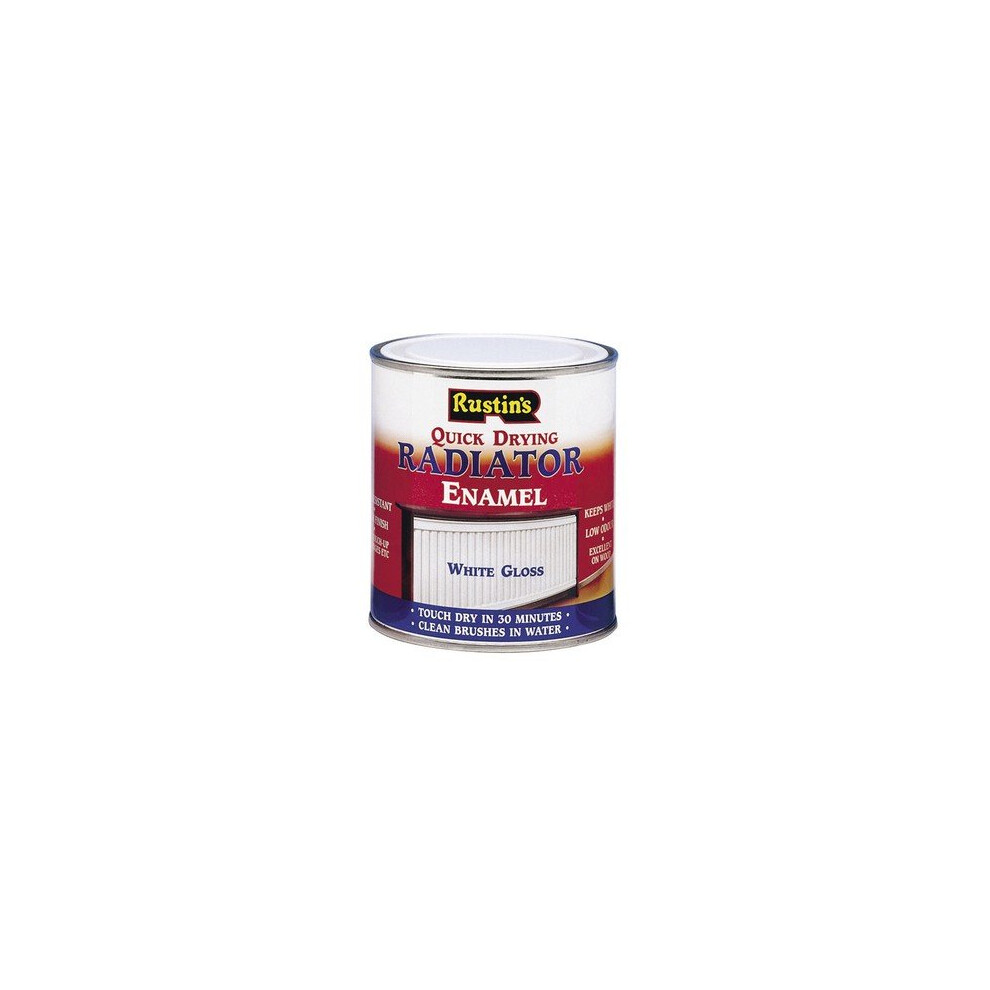 Rustins RADG500 Quick Dry Radiator Enamel Paint Gloss White 500ml