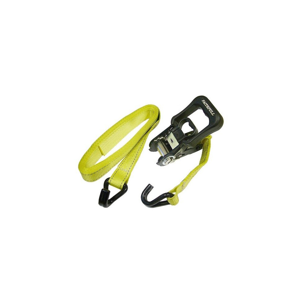 Faithfull Ratchet Tie-Downs J Hook 5M X 32Mm Breaking Strain 1320Kg/Dan 2 Piece