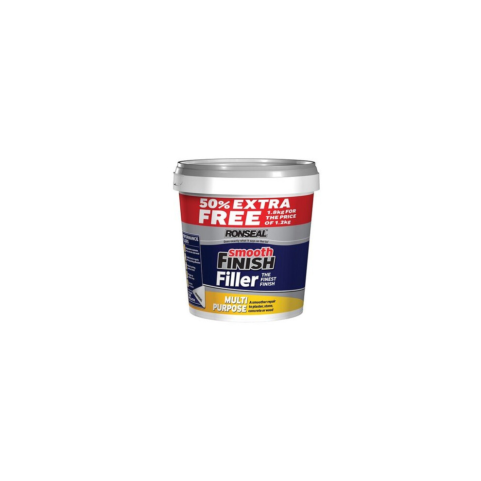 Ronseal 36546 Smooth Multi Purpose Interior Wall Filler Ready Mixed 1.2kg +50%