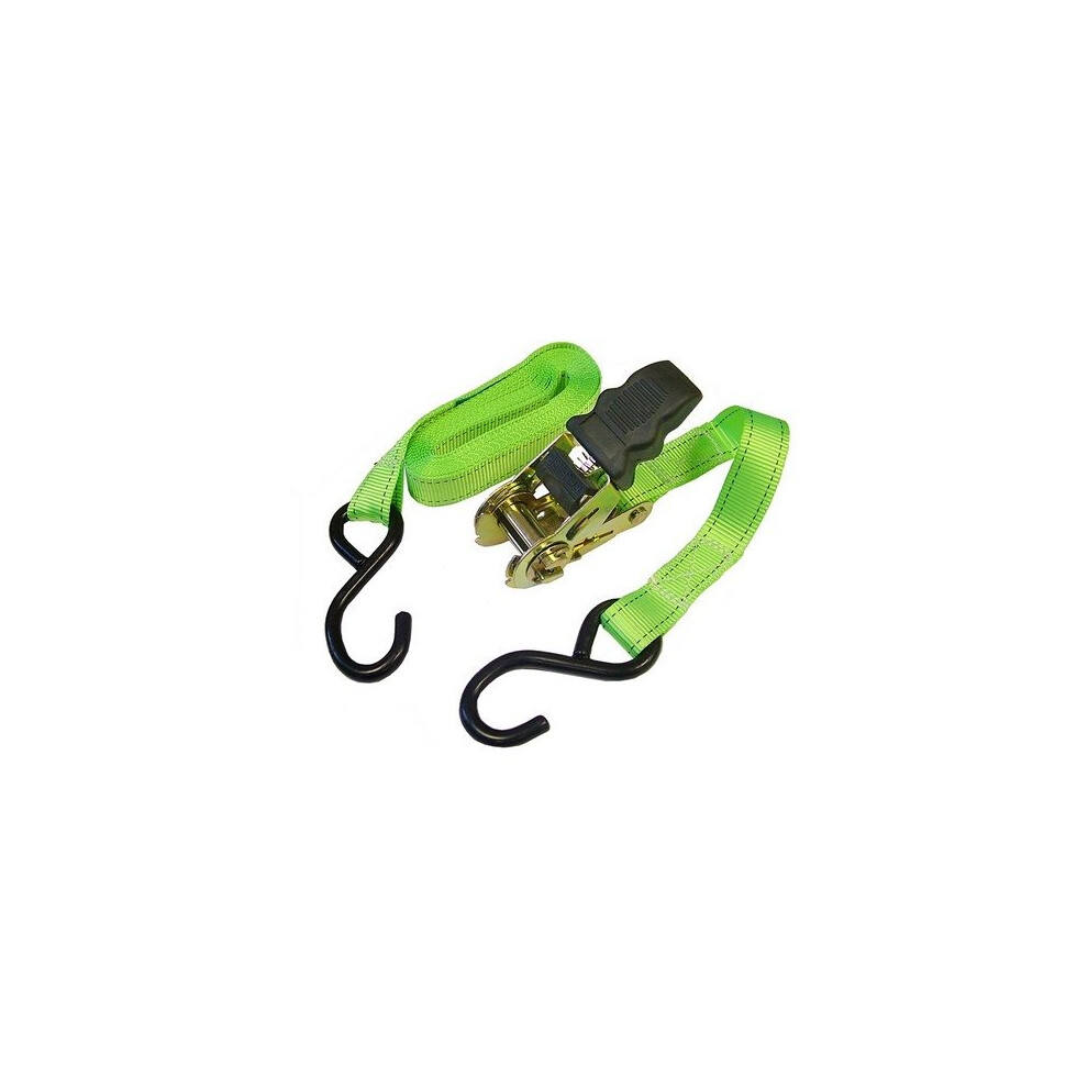 Faithfull Ratchet Tie-Downs S Hook 5M X 25Mm Breaking Strain 600Kg/Dan 2 Piece