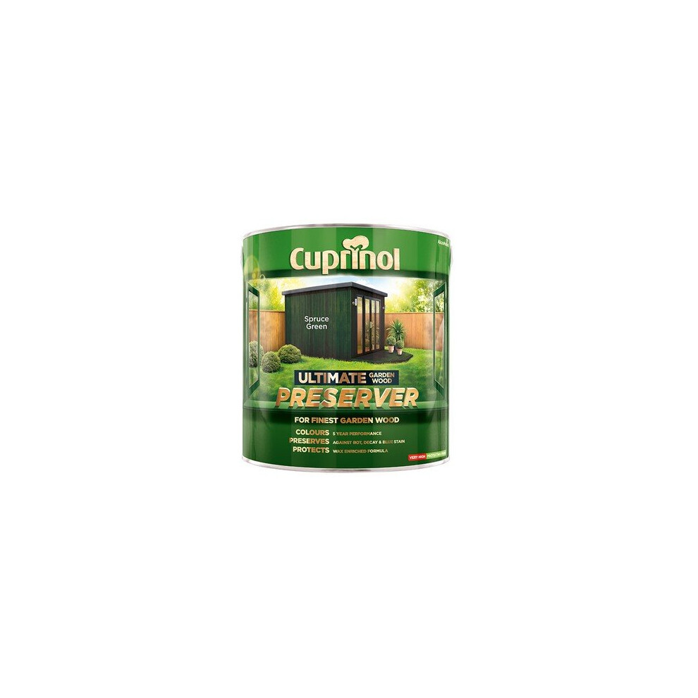 Cuprinol Ultimate Garden Wood Preserver Spruce Green 4 Litre (CUPGWPRESG4L) - UV Colour Protection & Deep Wood Penetration
