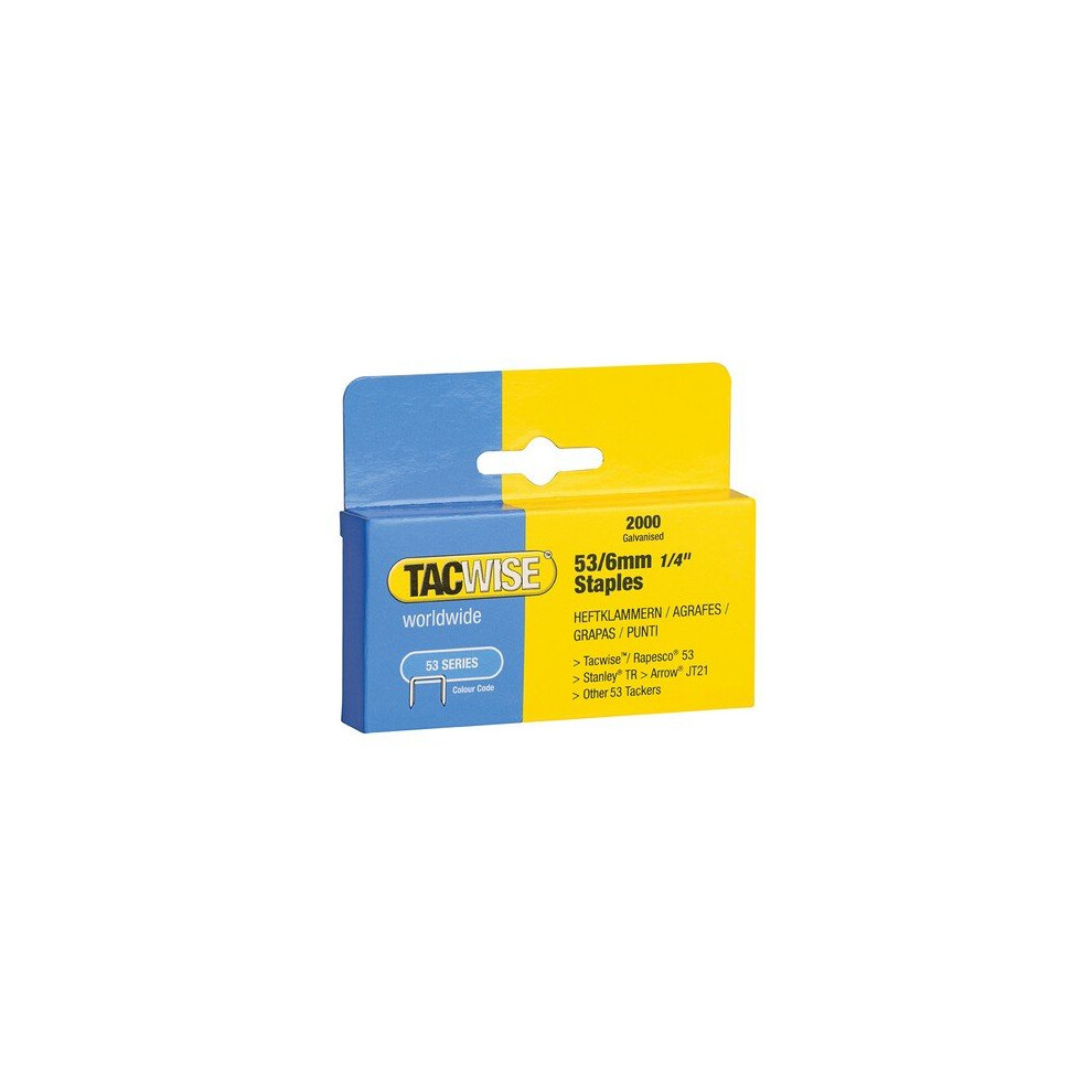Tacwise 334 53 Light-Duty Staples 6mm (Type JT21 A) Pack 2000