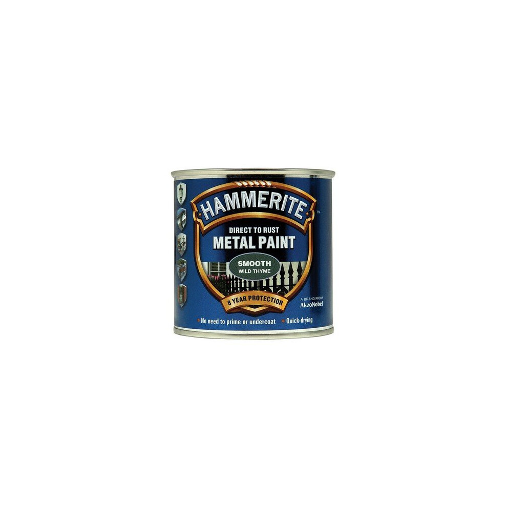 Hammerite SFWT250 Direct to Rust Smooth Finish Metal Paint Wild Thyme 250ml