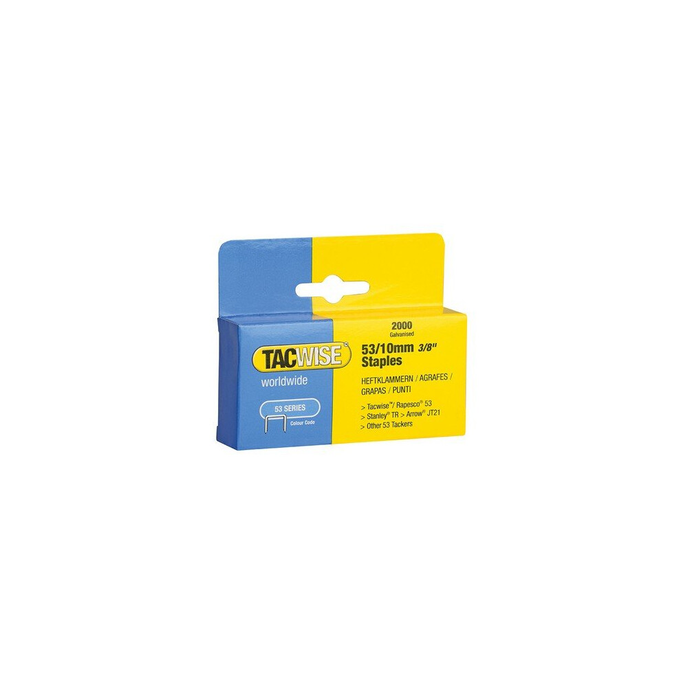 Tacwise 336 53 Light-Duty Staples 10mm (Type JT21 A) Pack 2000