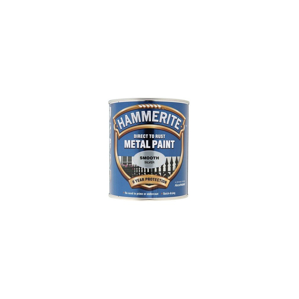 Hammerite SFSI250 Direct to Rust Smooth Finish Metal Paint Silver 250ml