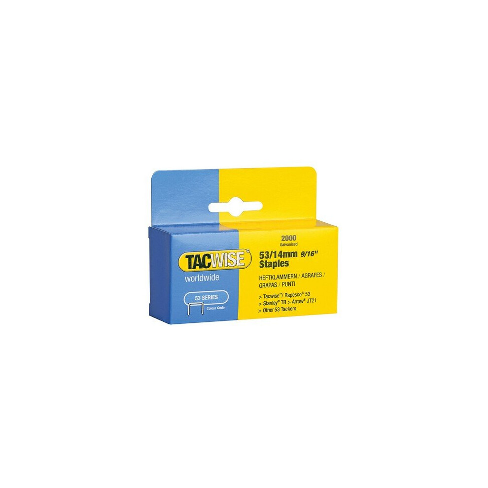 Tacwise 338 53 Light-Duty Staples 14mm (Type JT21 A) Pack 2000