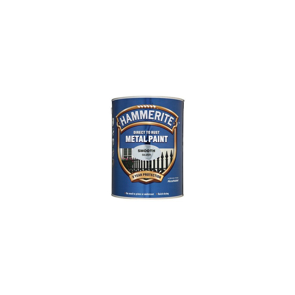 Hammerite SFS5L Direct to Rust Smooth Finish Metal Paint Silver 5 Litre
