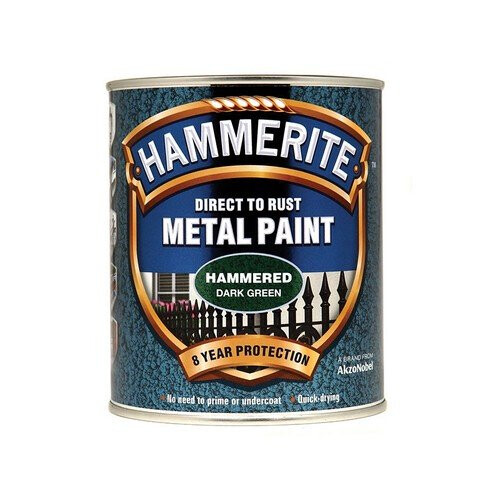 Hammerite HFDG750 Direct to Rust Hammered Finish Metal Paint Dark Green 750ml